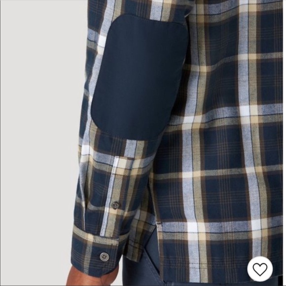 NWOT! ATG Wrangler plaid button up shirt with elbow patches - Picture 3 of 8
